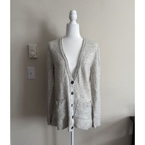 Madewell Cozy Boyfriend Cardigan Gray Womens Medium Pockets V Neck